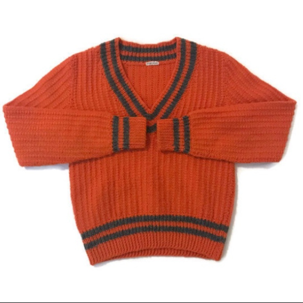 Vintage Orange Knit Pullover Sweater